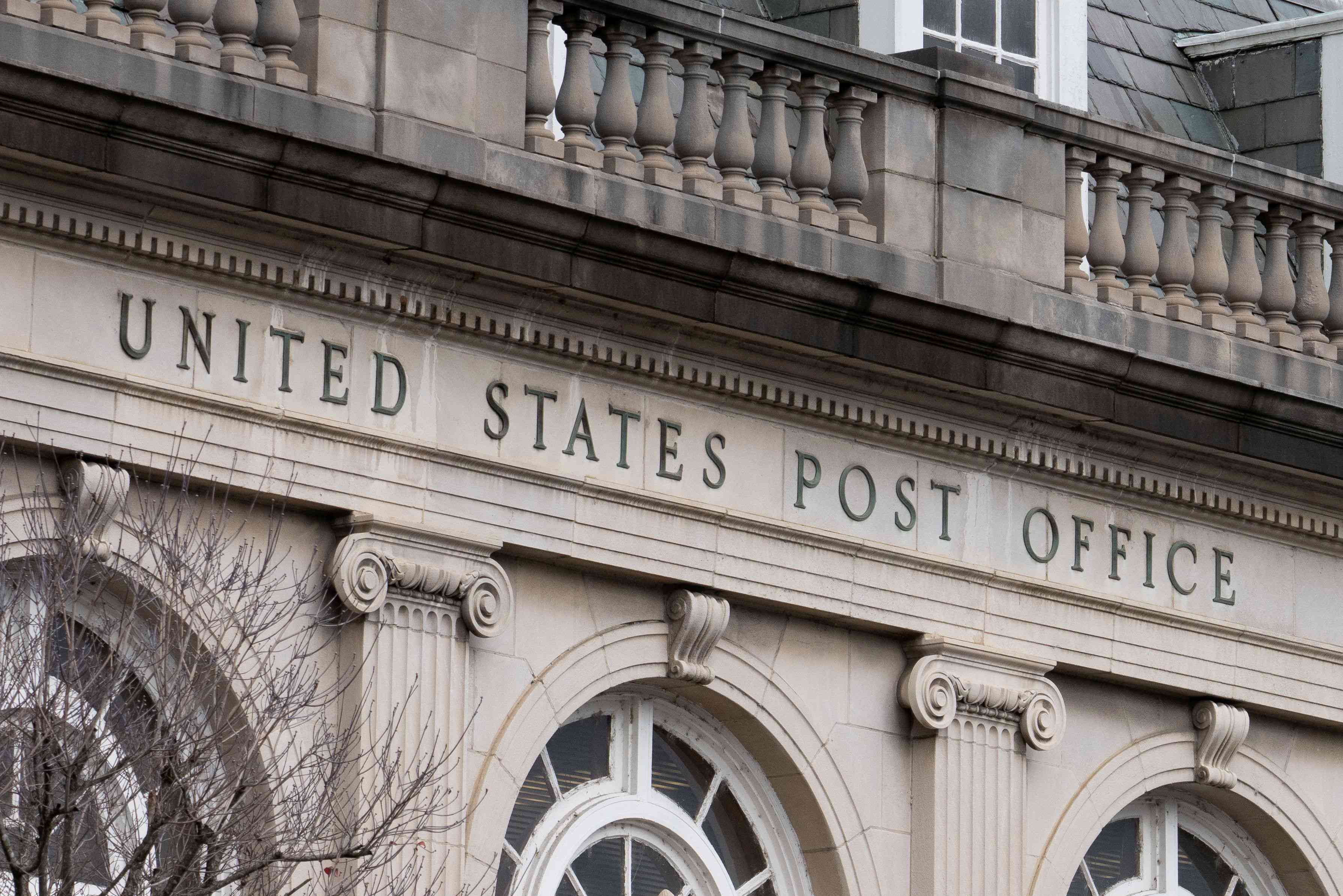 Old stone post office facade